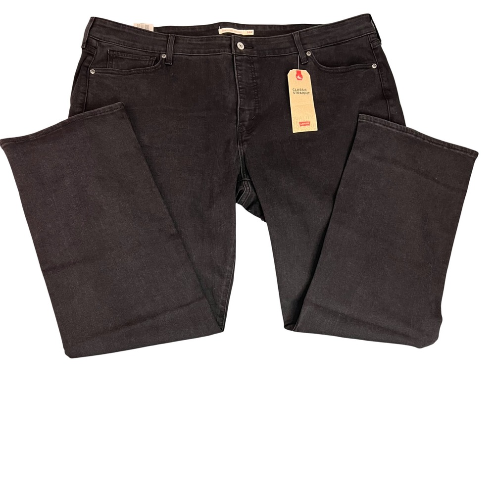 Levis Classic Straight Jeans Womens 24W M Black Mid Rise Easy Fit Stretch Denim - Picture 10 of 12